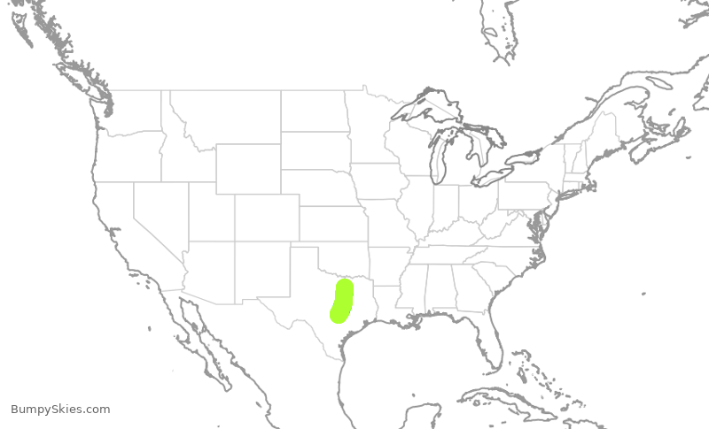 Turbulence forecast map for AAL2884, DFW to AUS