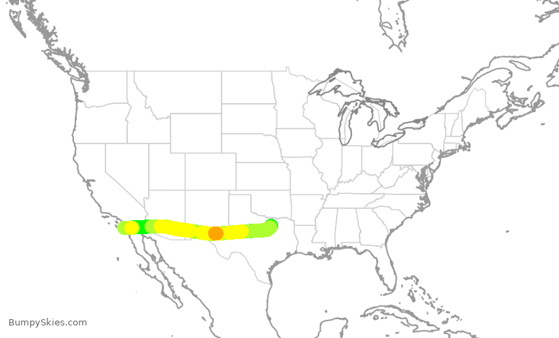Turbulence forecast map for AAL2885, SAN to DFW