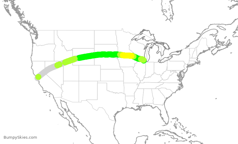 Turbulence forecast map for AAL2885, SFO to ORD