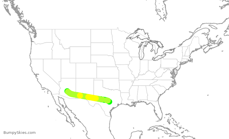 Turbulence forecast map for AAL2892, PHX to AUS