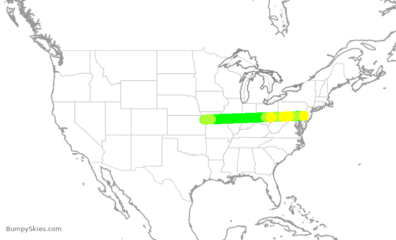 Turbulence forecast map for AAL2901, PHL to MCI