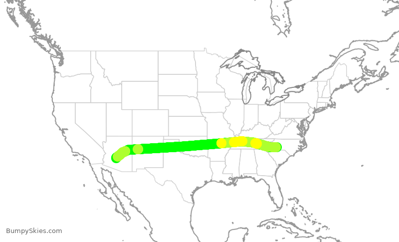 Turbulence forecast map for AAL2902, CLT to PHX