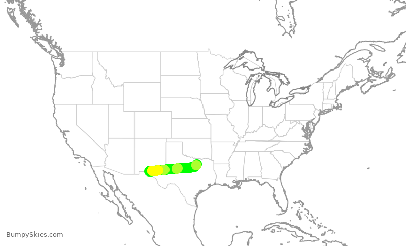 Turbulence forecast map for AAL2902, ELP to DFW