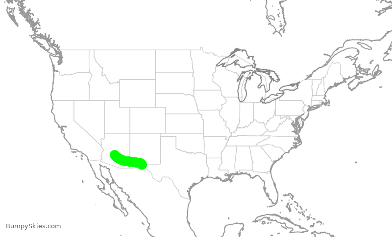 Turbulence forecast map for AAL2908, PHX to ELP
