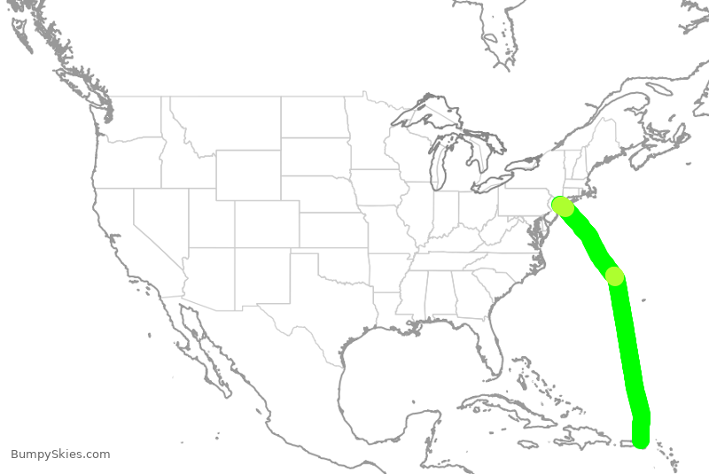 Turbulence forecast map for AAL2910, JFK to IST