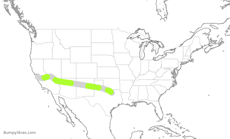 Turbulence forecast map for AAL2914, SJC to DFW