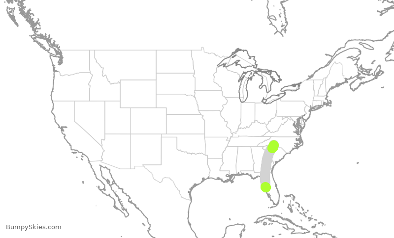 Turbulence forecast map for AAL2915, TPA to CLT