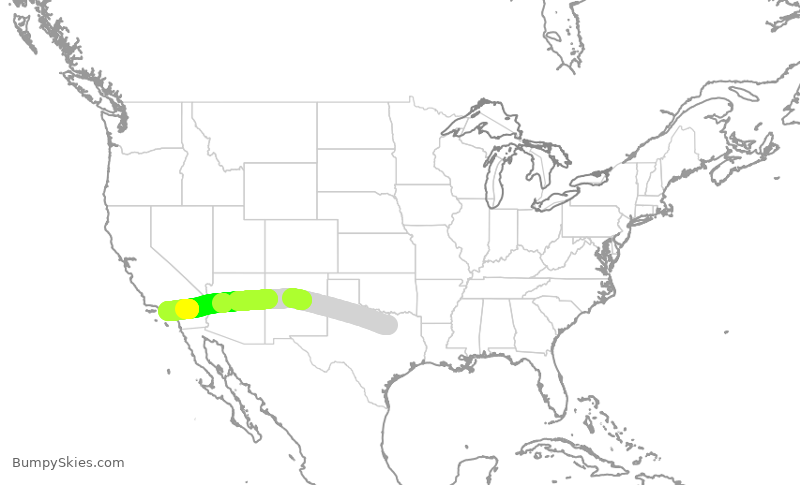 Turbulence forecast map for AAL2917, DFW to LAX