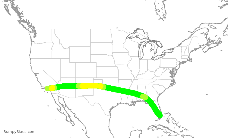 Turbulence forecast map for AAL2917, MIA to LAX