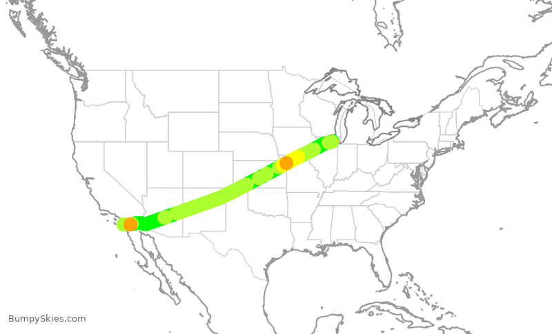 Turbulence forecast map for AAL2918, ORD to SAN
