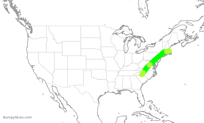 Turbulence forecast map for AAL2919, BOS to CLT