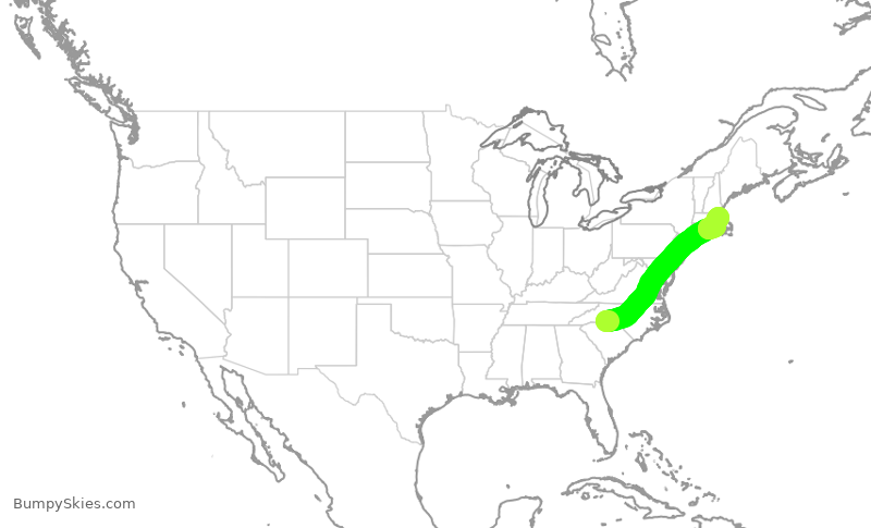 Turbulence forecast map for AAL2919, CLT to BOS