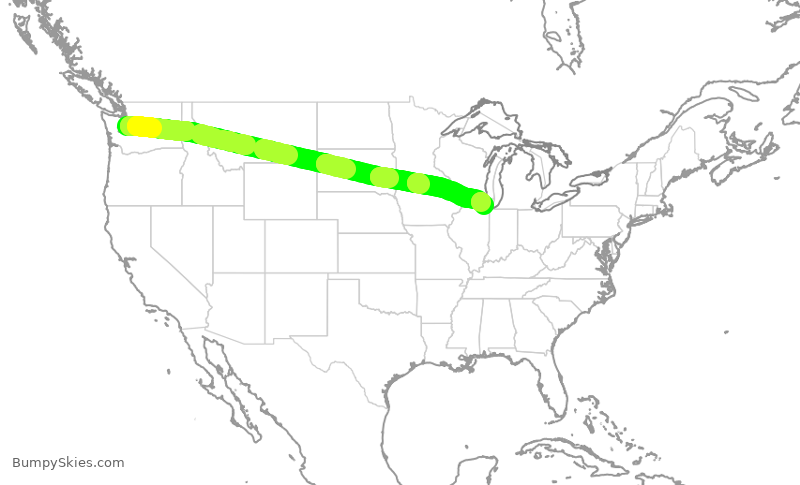 Turbulence forecast map for AAL2922, SEA to ORD