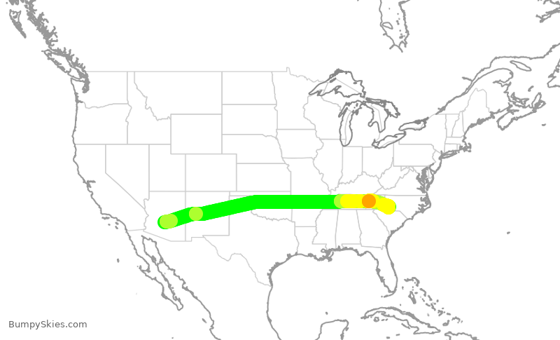 Turbulence forecast map for AAL2923, PHX to CLT