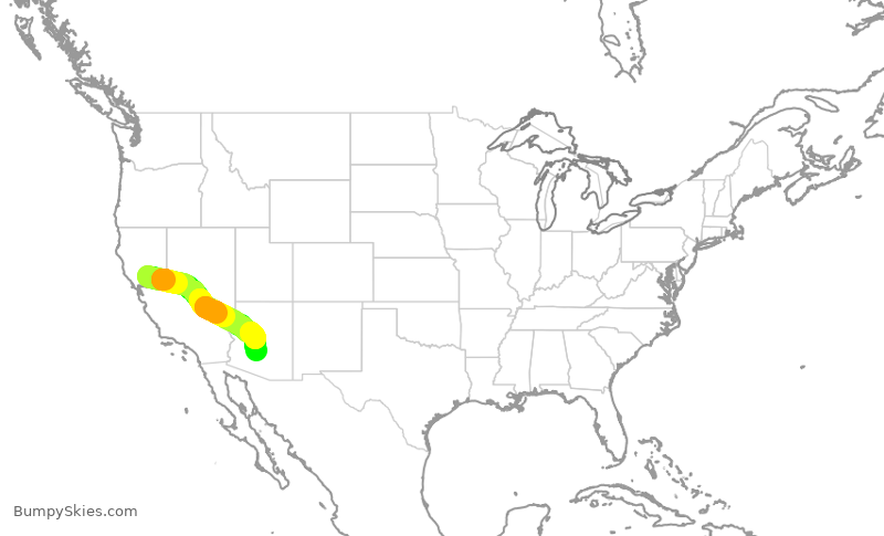 Turbulence forecast map for AAL2925, SMF to PHX