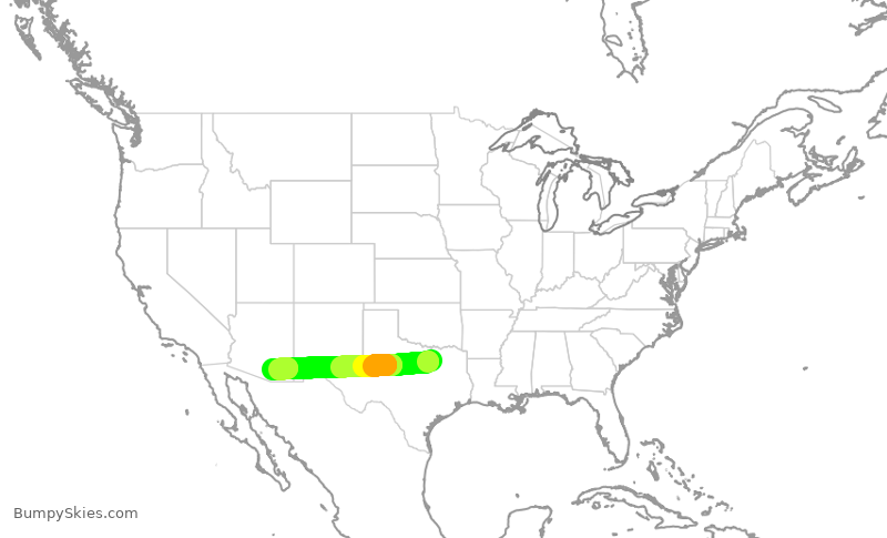 Turbulence forecast map for AAL2926, DFW to TUS