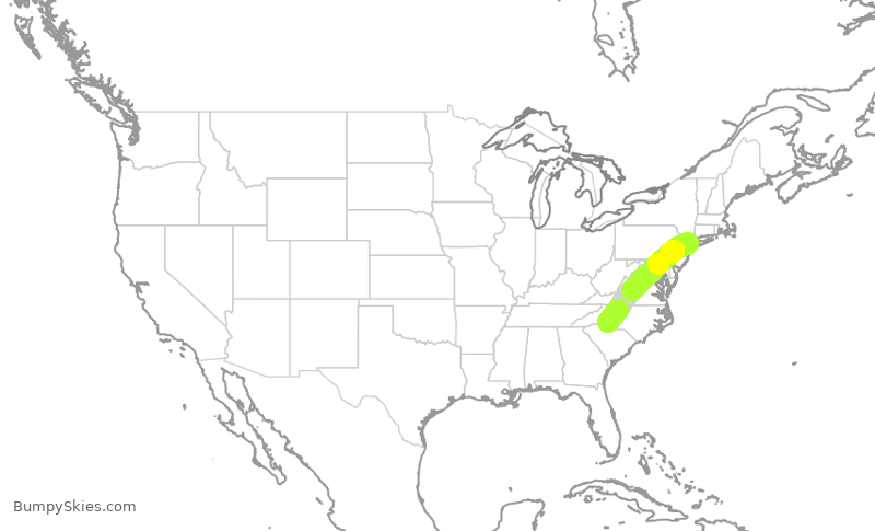 Turbulence forecast map for AAL2927, LGA to CLT