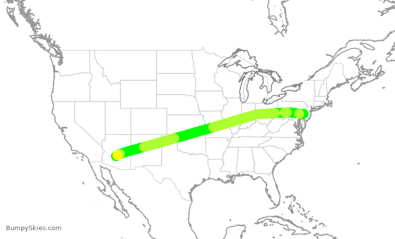 Turbulence forecast map for AAL2927, PHX to PHL