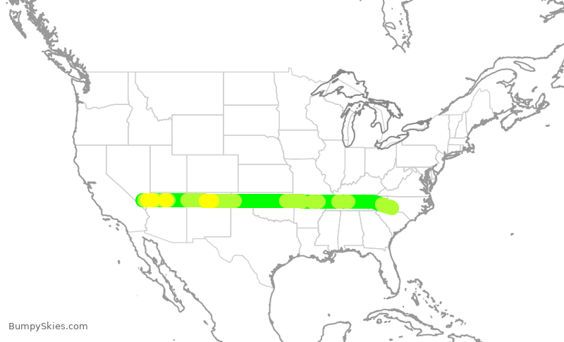 Turbulence forecast map for AAL2931, LAS to CLT