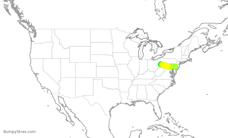 Turbulence forecast map for AAL2932, PHL to PIT
