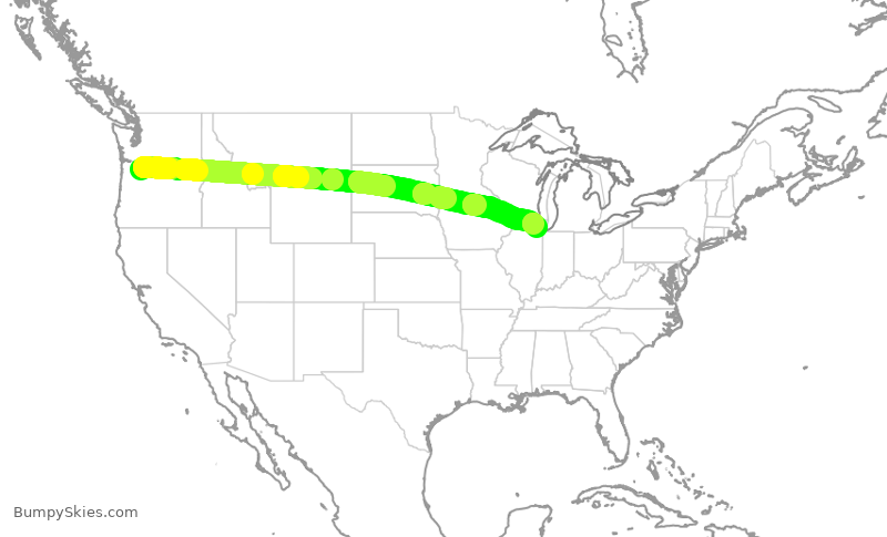 Turbulence forecast map for AAL2933, PDX to ORD