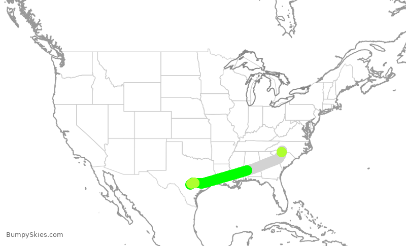 Turbulence forecast map for AAL2934, CLT to SAT