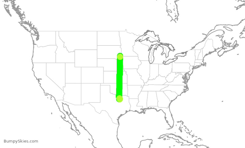 Turbulence forecast map for AAL2937, DFW to FSD