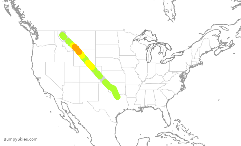 Turbulence forecast map for AAL2939, DFW to FCA