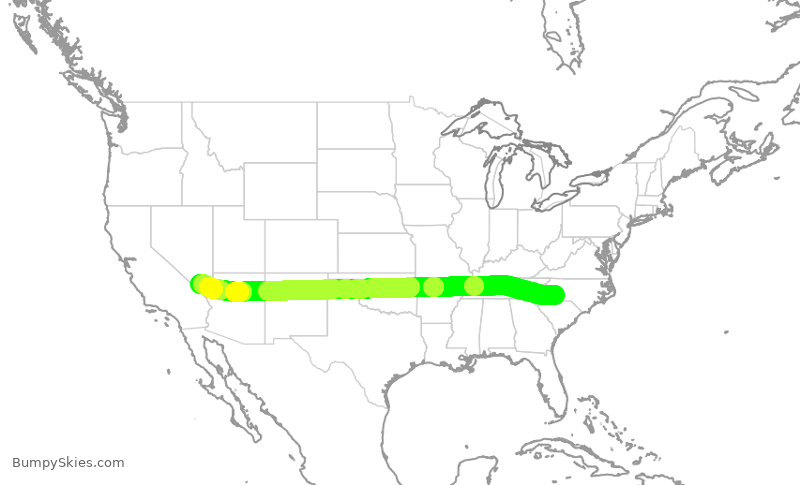 Turbulence forecast map for AAL2940, CLT to LAS