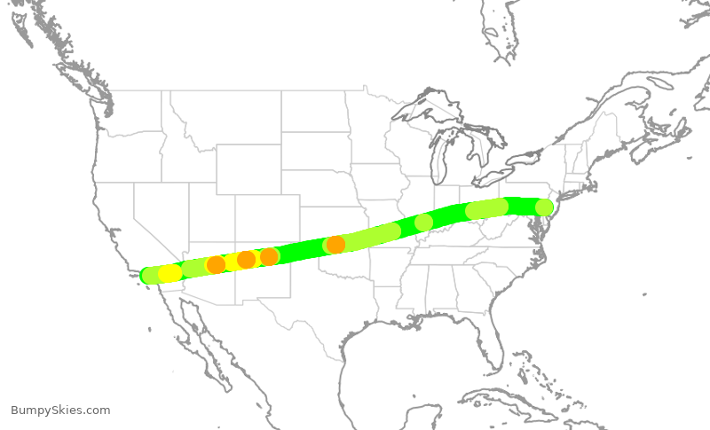 Turbulence forecast map for AAL2944, PHL to LAX