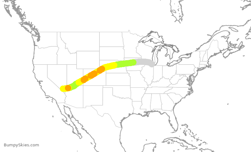 Turbulence forecast map for AAL2949, LAS to ORD