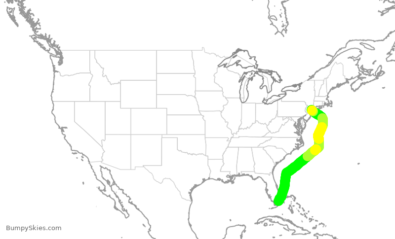 Turbulence forecast map for AAL2949, LGA to MIA