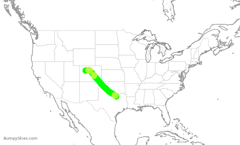 Turbulence forecast map for AAL2952, EGE to DFW