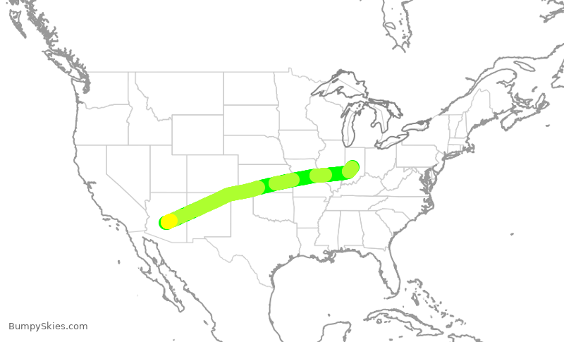 Turbulence forecast map for AAL2954, PHX to IND