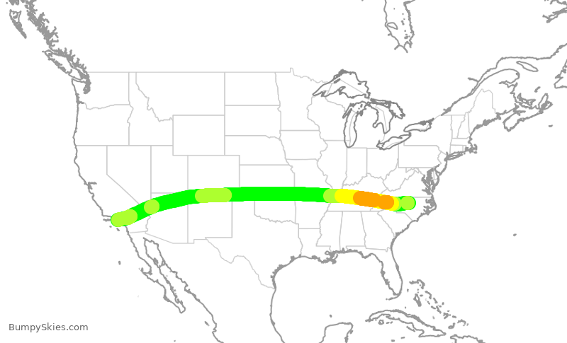 Turbulence forecast map for AAL2955, RDU to LAX