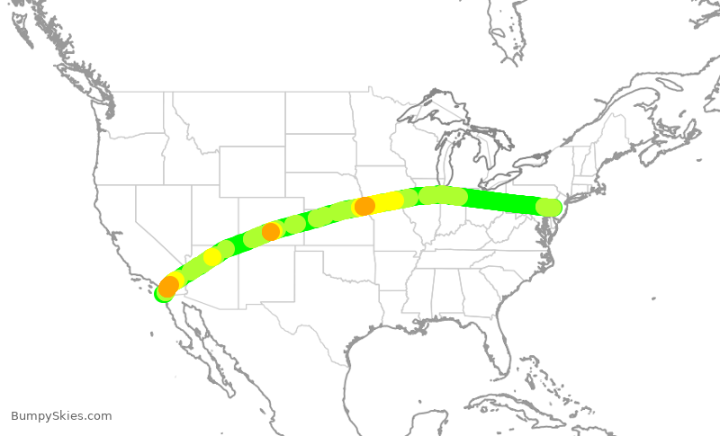 Turbulence forecast map for AAL2955, SAN to PHL