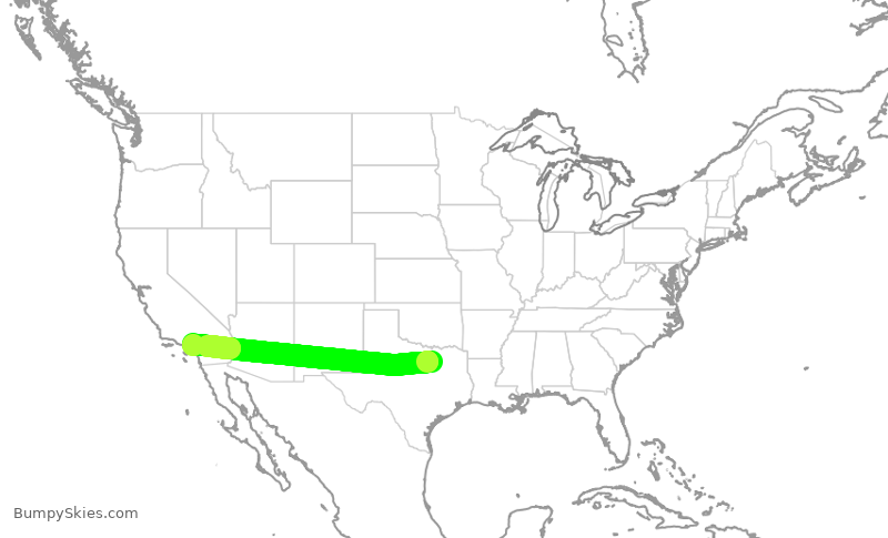Turbulence forecast map for AAL2956, DFW to ONT