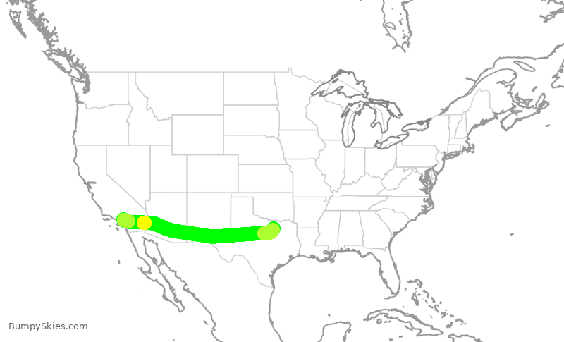 Turbulence forecast map for AAL2956, ONT to DFW