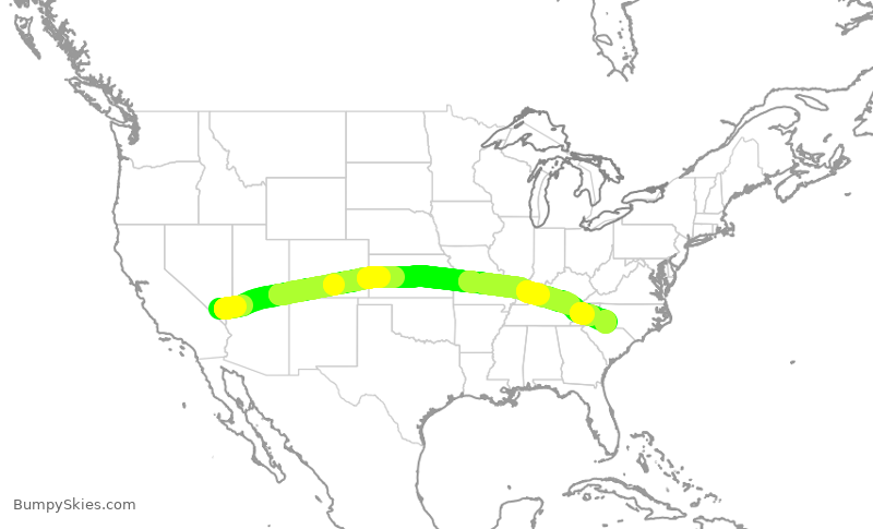 Turbulence forecast map for AAL2957, LAS to CLT