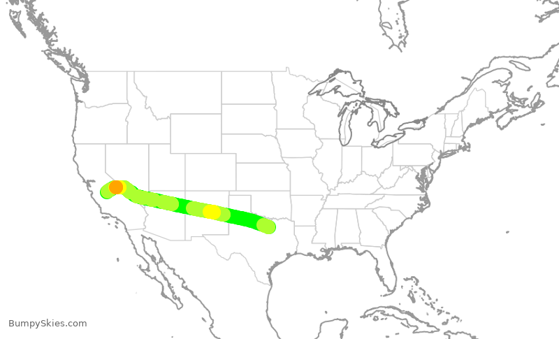 Turbulence forecast map for AAL2958, DFW to FAT