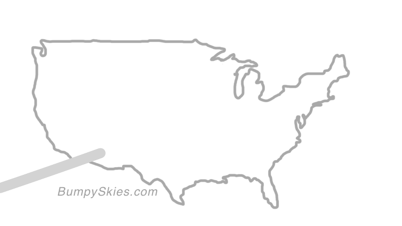 Map of continental US with illustrated flight path and turbulence forecast (described in text below)