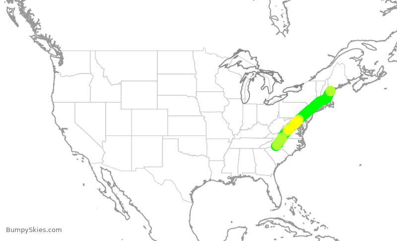 Turbulence forecast map for AAL2966, PWM to CLT