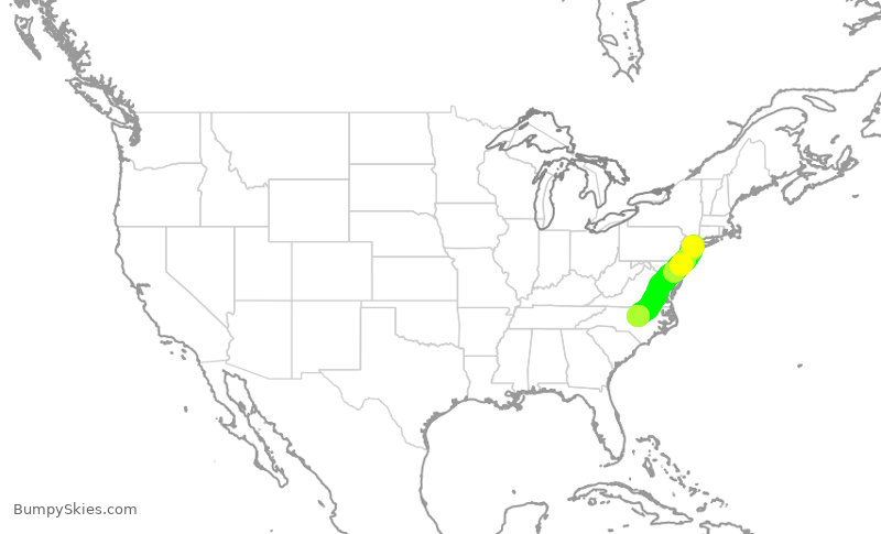 Turbulence forecast map for AAL2969, LGA to RDU