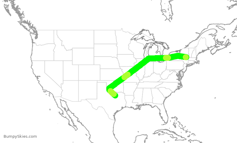 Turbulence forecast map for AAL2971, ALB to DFW