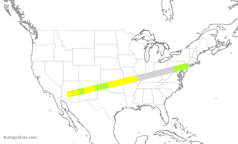 Turbulence forecast map for AAL2973, PHX to EWR
