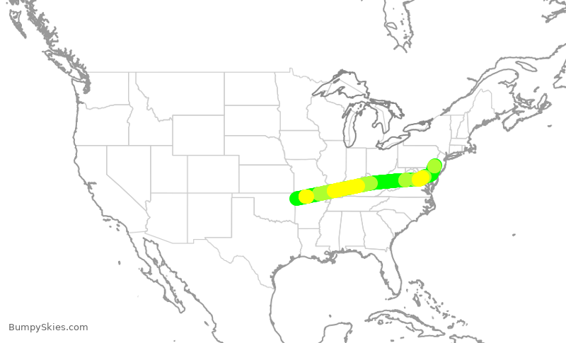Turbulence forecast map for AAL2978, XNA to PHL