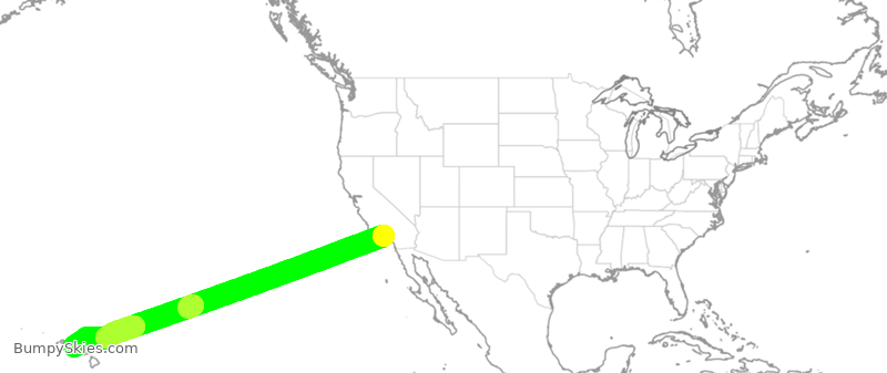 Turbulence forecast map for AAL297, LAX to HNL