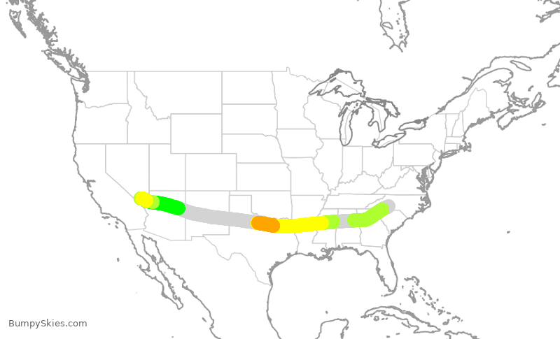 Turbulence forecast map for AAL2981, CLT to LAS