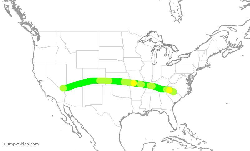 Turbulence forecast map for AAL2981, LAS to CLT