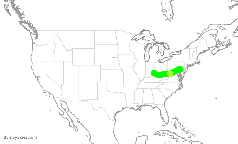 Turbulence forecast map for AAL2987, PHL to CVG